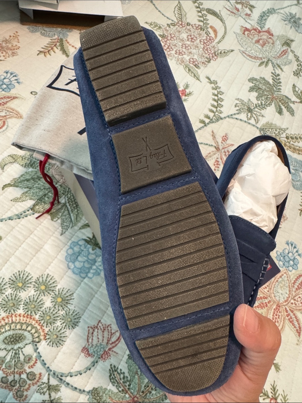 Flag Ltd. Women's Navy Suede Moccasin Loafers - Picture 5 of 5